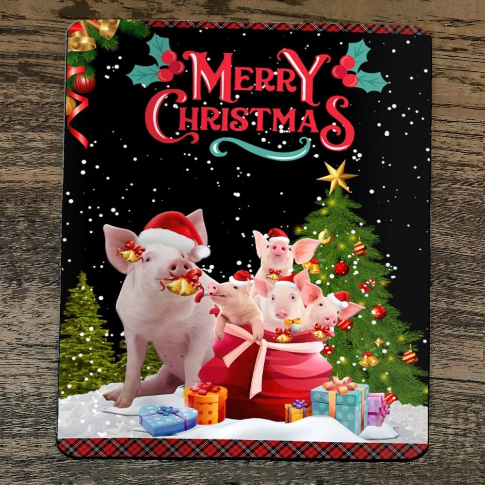 Mouse Pad Merry Christmas Xmas‎ Pigs